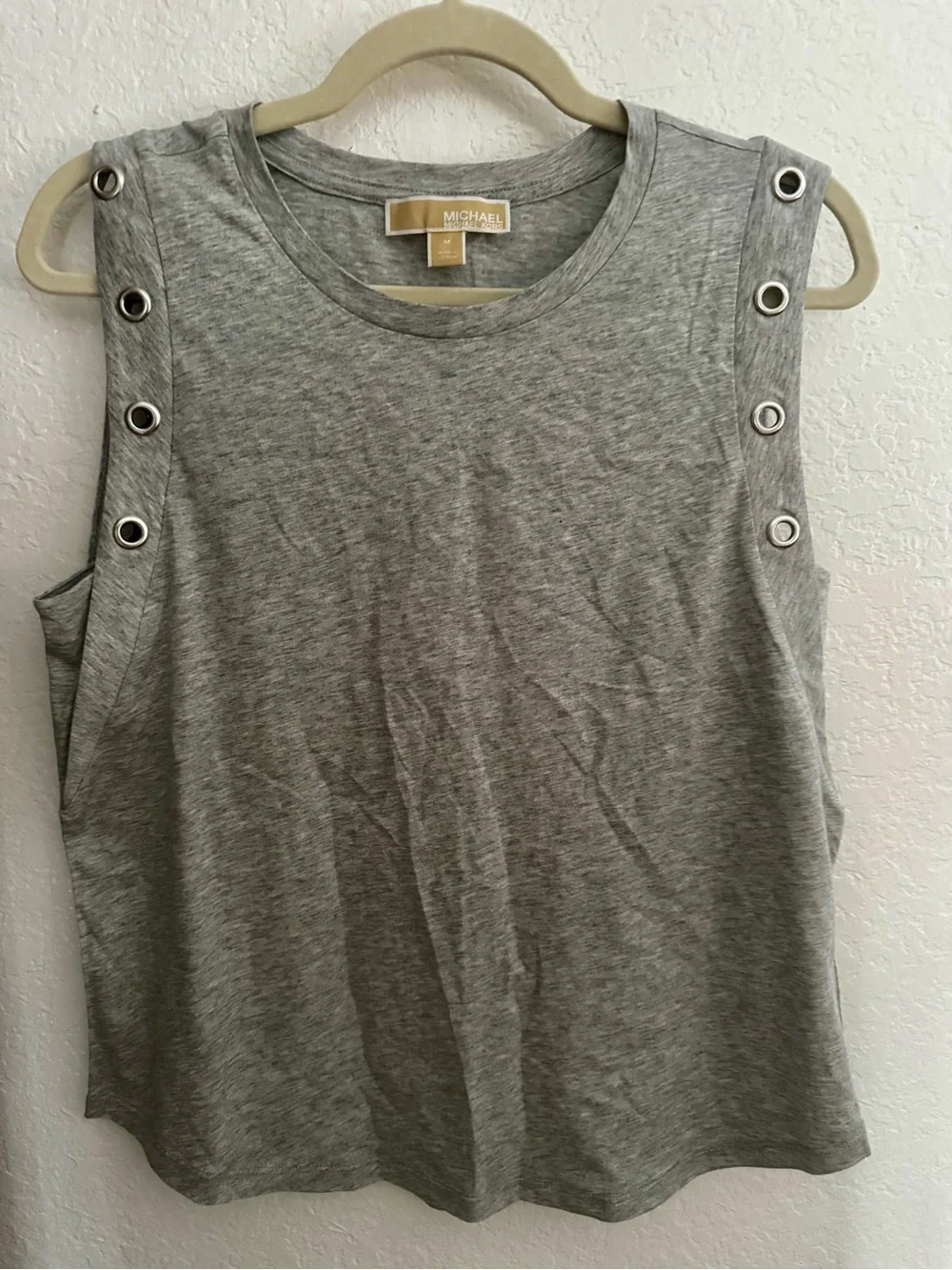 Michael Kors Gray Sleeveless Tank with Grommet Details